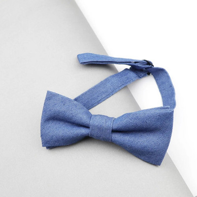 Vienkrāsainas zīdaiņu tauriņu kaklasaites zēniem bērniem džinsa tauriņš smokings kokvilnas tauriņš kaklasaite tauriņš