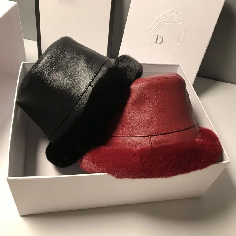 MAXSITI U ziemas kažokādas cepure sievietēm Modes mākslīgās ādas biezas plīša silta zvejnieka cepure Ikdienas plakana baseina cepure