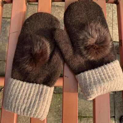 Korejske ženske plus baršunasto podebljano zečje krzno pune prstiju biciklističke tople rukavice zimske vunene pletene plišane vozačke rukavice od kašmira G103