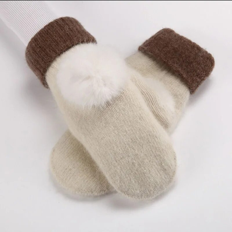 Korejske ženske plus baršunasto podebljano zečje krzno pune prstiju biciklističke tople rukavice zimske vunene pletene plišane vozačke rukavice od kašmira G103