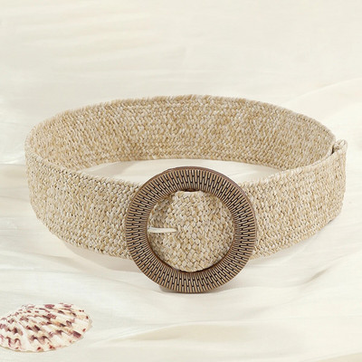 Novi boemski ženski prugasti pleteni remen, ljetni PP slamnati remen, stil za plažu, široki pojas, elastični remen, ženska haljina, ukras, vruće