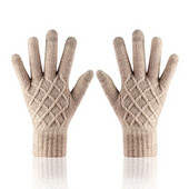 Unisex ziemas viena slāņa neslīdoši elastīgi silti braukšanas cimdi ziemas sievietēm žakarda vilnas trikotāžas skārienekrāna riteņbraukšanas dūraiņi L74