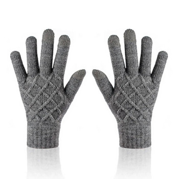 Унисекс зимни еднослойни нехлъзгащи се еластични топли ръкавици за шофиране Зимни дамски жакардови вълнени плетени велосипедни ръкавици със сензорен екран L74