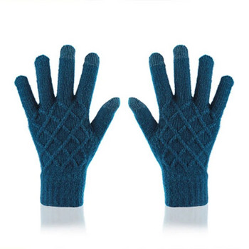 Унисекс зимни еднослойни нехлъзгащи се еластични топли ръкавици за шофиране Зимни дамски жакардови вълнени плетени велосипедни ръкавици със сензорен екран L74