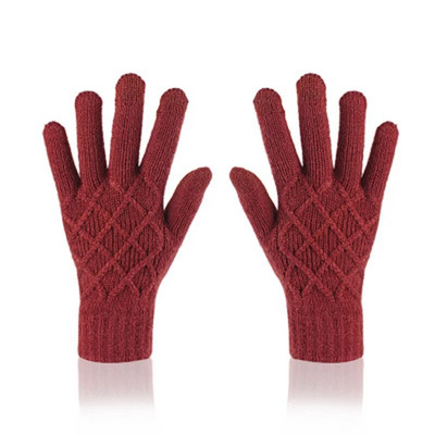 Unisex ziemas viena slāņa neslīdoši elastīgi silti braukšanas cimdi ziemas sievietēm žakarda vilnas trikotāžas skārienekrāna riteņbraukšanas dūraiņi L74