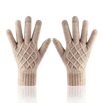 Unisex ziemas viena slāņa neslīdoši elastīgi silti braukšanas cimdi ziemas sievietēm žakarda vilnas trikotāžas skārienekrāna riteņbraukšanas dūraiņi L74