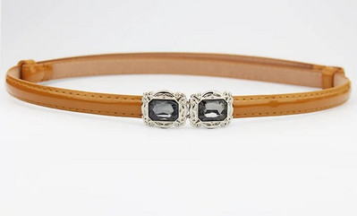 Μόδα γυναικεία δερμάτινη ζώνη PU ρυθμιζόμενη λεπτή ζώνη μέσης λεπτή λευκή αγελάδα Γυαλιστερή vintage αγκράφα από κράμα για γυναίκες σχεδιαστές φορεμάτων