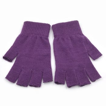 Зимни вълнени плетени еластични неплъзгащи се топли ръкавици за шофиране без пръсти Унисекс половин пръст със сензорен екран Спортни ръкавици за колоездене E30