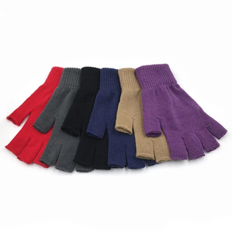 Zimske vunene pletene elastične neklizajuće tople vozačke rukavice bez prstiju Unisex sportske biciklističke rukavice s ekranom osjetljivim na dodir E30