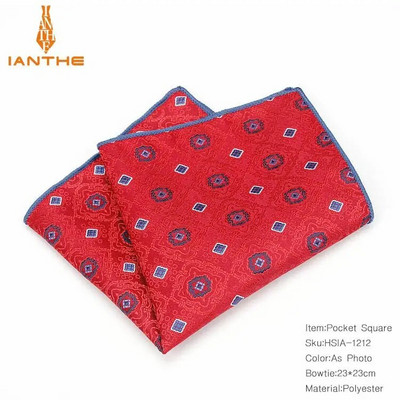 Paisley virágos férfi selyem szatén zseb négyzet alakú Hanky jacquard szőtt klasszikus esküvői zsebkendő Vintage Dot Hankies