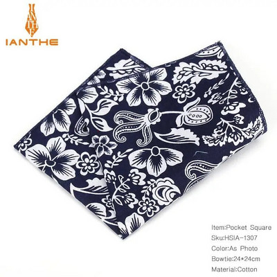 Vintažiniai nauji vyriški madingi medvilniniai gėlių raštai kišeniniai kvadratai vyrams, nosinaitė, vestuviniai, klasikiniai „hanky“ kostiumai, kišeniniai „hanky“