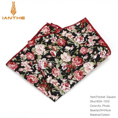 Vintažiniai nauji vyriški madingi medvilniniai gėlių raštai kišeniniai kvadratai vyrams, nosinaitė, vestuviniai, klasikiniai „hanky“ kostiumai, kišeniniai „hanky“