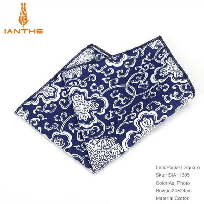 Vintažiniai nauji vyriški madingi medvilniniai gėlių raštai kišeniniai kvadratai vyrams, nosinaitė, vestuviniai, klasikiniai „hanky“ kostiumai, kišeniniai „hanky“