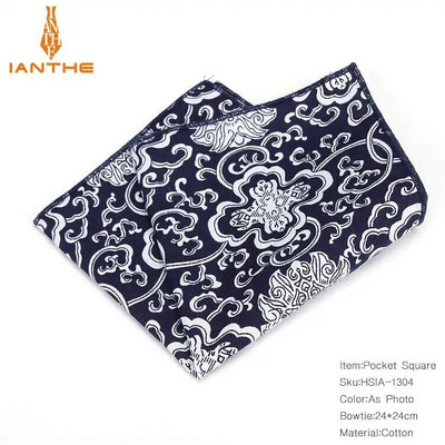 Vintažiniai nauji vyriški madingi medvilniniai gėlių raštai kišeniniai kvadratai vyrams, nosinaitė, vestuviniai, klasikiniai „hanky“ kostiumai, kišeniniai „hanky“