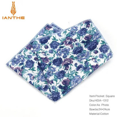 Vintažiniai nauji vyriški madingi medvilniniai gėlių raštai kišeniniai kvadratai vyrams, nosinaitė, vestuviniai, klasikiniai „hanky“ kostiumai, kišeniniai „hanky“
