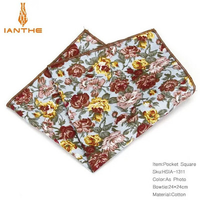 Vintažiniai nauji vyriški madingi medvilniniai gėlių raštai kišeniniai kvadratai vyrams, nosinaitė, vestuviniai, klasikiniai „hanky“ kostiumai, kišeniniai „hanky“