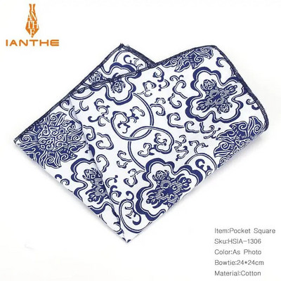 Vintažiniai nauji vyriški madingi medvilniniai gėlių raštai kišeniniai kvadratai vyrams, nosinaitė, vestuviniai, klasikiniai „hanky“ kostiumai, kišeniniai „hanky“