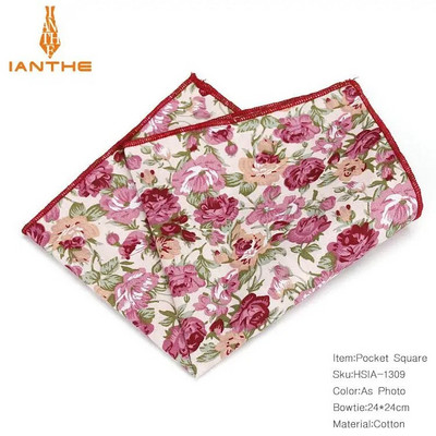 Vintažiniai nauji vyriški madingi medvilniniai gėlių raštai kišeniniai kvadratai vyrams, nosinaitė, vestuviniai, klasikiniai „hanky“ kostiumai, kišeniniai „hanky“
