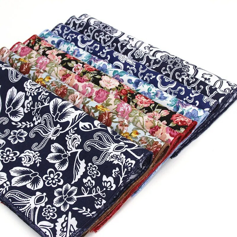 Vintažiniai nauji vyriški madingi medvilniniai gėlių raštai kišeniniai kvadratai vyrams, nosinaitė, vestuviniai, klasikiniai „hanky“ kostiumai, kišeniniai „hanky“