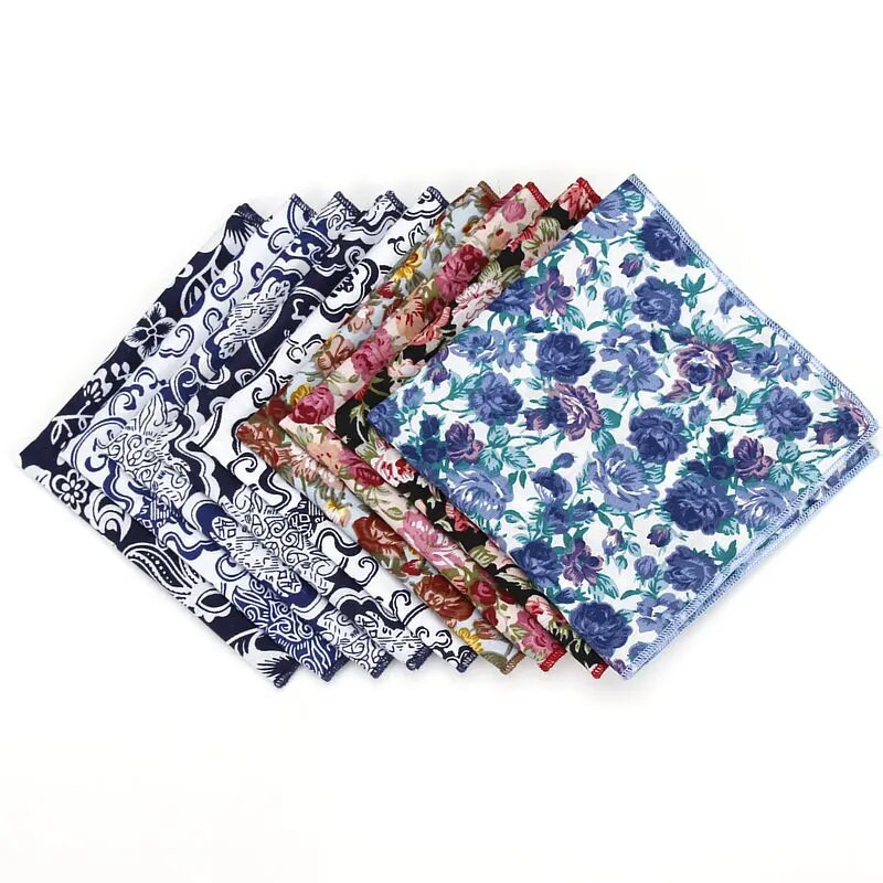 Vintažiniai nauji vyriški madingi medvilniniai gėlių raštai kišeniniai kvadratai vyrams, nosinaitė, vestuviniai, klasikiniai „hanky“ kostiumai, kišeniniai „hanky“