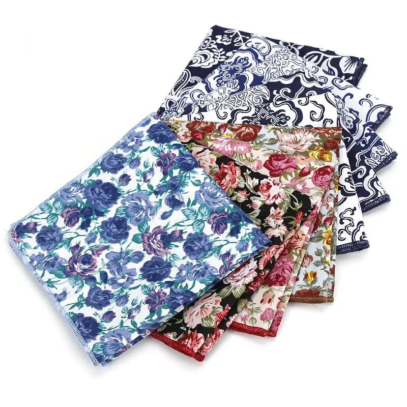 Vintažiniai nauji vyriški madingi medvilniniai gėlių raštai kišeniniai kvadratai vyrams, nosinaitė, vestuviniai, klasikiniai „hanky“ kostiumai, kišeniniai „hanky“