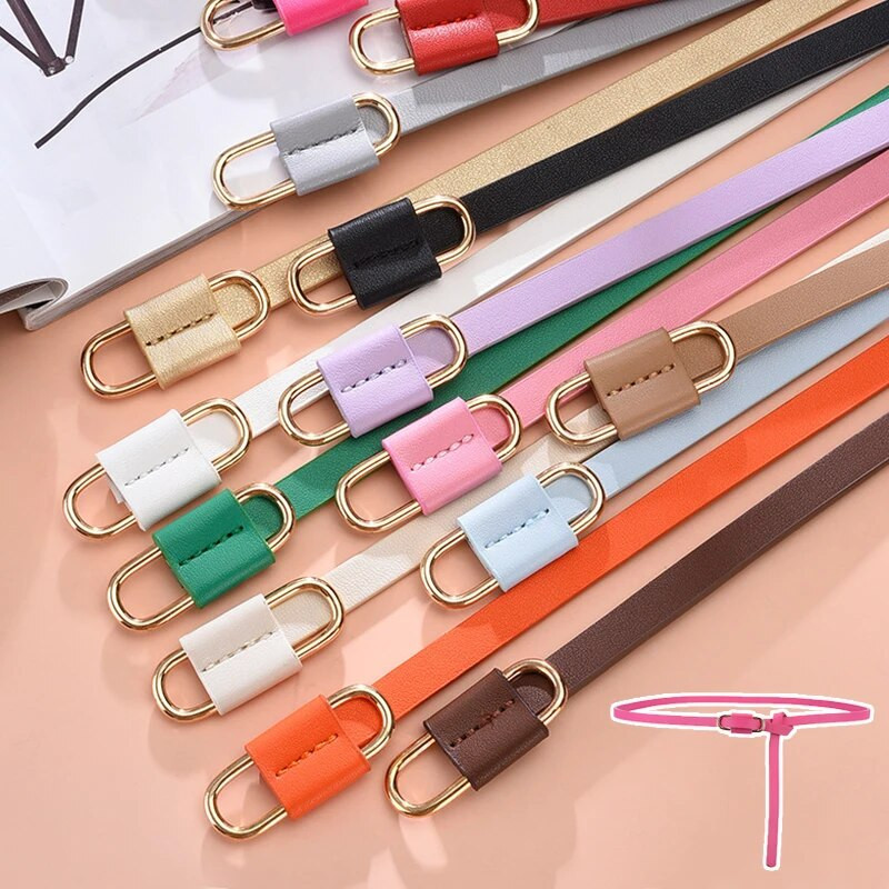 Moodsad naiste rihmad, õhukesed kuldsed pandlaga PU-nahast rihm kleidi jaoks püksid vabaaja naistele disainitud vöökoht luksusbränd