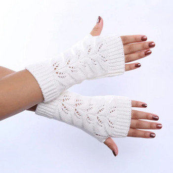 Модни дамски меки вълнени еластични плетени усукващи се кухи удебелени топли ръкавици унисекс зимни ръкавици със сензорен екран с половин пръст L11