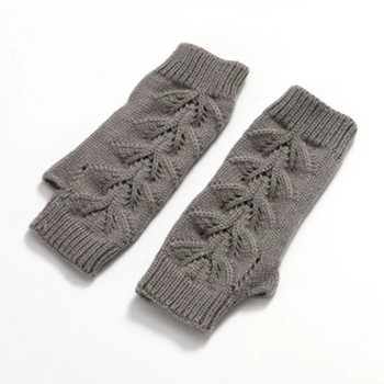 Модни дамски меки вълнени еластични плетени усукващи се кухи удебелени топли ръкавици унисекс зимни ръкавици със сензорен екран с половин пръст L11