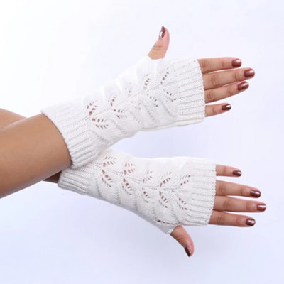 Moda femei lână moale tricot elastic Twist Hollow îngroșare mănuși calde unisex iarnă jumătate de deget cu ecran tactil mănuși de conducere L11