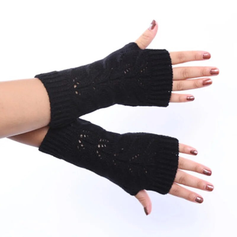 Moda femei lână moale tricot elastic Twist Hollow îngroșare mănuși calde unisex iarnă jumătate de deget cu ecran tactil mănuși de conducere L11