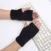 Korejas vienkrāsaini ūdeles samta puspirksta siltie cimdi Sieviešu ziemas bezpirkstiem plīša aukstumizturīgi studentu dūraiņi S68