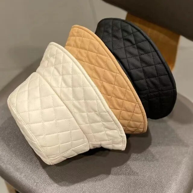 Téli meleg felnőtt női alkalmi PU bőr kockás nyomtatott vödör sapka floppy panama sapka Gorros horgász napsapka halász sapka ajándék