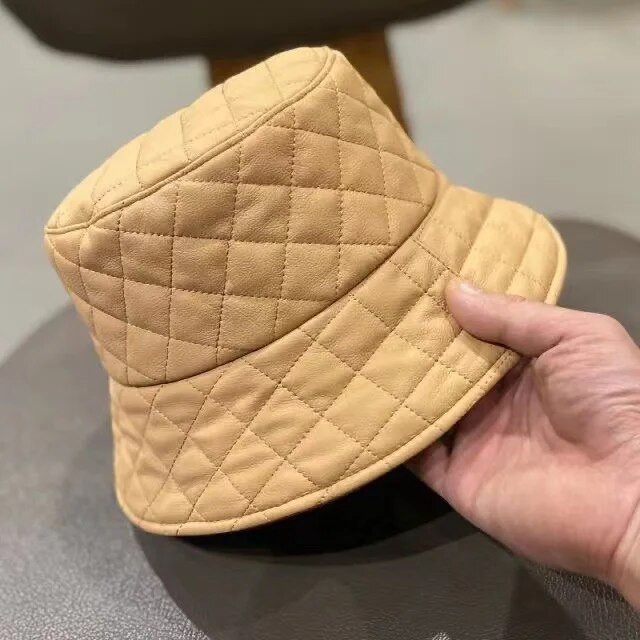 Téli meleg felnőtt női alkalmi PU bőr kockás nyomtatott vödör sapka floppy panama sapka Gorros horgász napsapka halász sapka ajándék