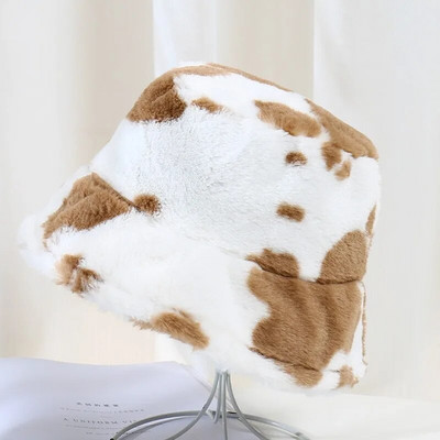 Zimski šešir na kravatu Plišane tople ženske panama kape s leopard kravljim šeširom Modne krznene kape za djevojke na otvorenom Ribarske kape za sunčanje