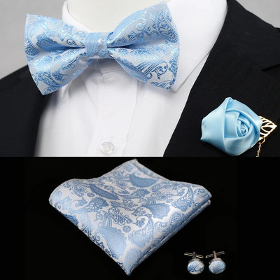 Új selyemvirágos üzleti csokornyakkendő férfi vintage lila piros fekete arany királykék esküvői csokornyakkendő négyzet alakú zsebkendő szett