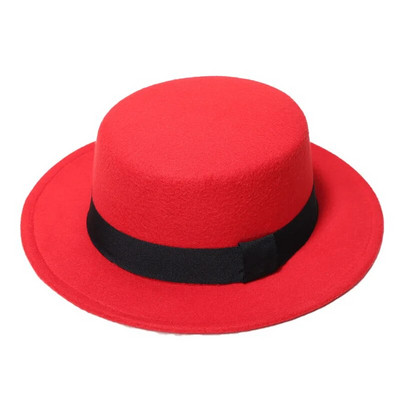 Cepure Sieviešu vilnas cilindriskā cepure Rudens un ziemas melna vintage džentlmeņu angļu stila plakana augšdaļa Aksesuāri Top cepure