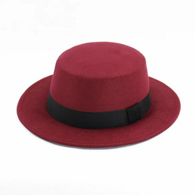 Cepure Sieviešu vilnas cilindriskā cepure Rudens un ziemas melna vintage džentlmeņu angļu stila plakana augšdaļa Aksesuāri Top cepure