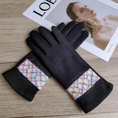 Női velúr bőr lánc strasszok bársony vastag érintőképernyős vezetési kesztyűk télen szabadtéri lovaglás teljes ujjal meleg ujjatlan ujjak