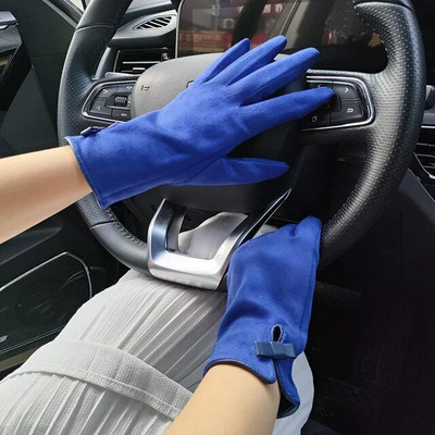 Női velúr bőr lánc strasszok bársony vastag érintőképernyős vezetési kesztyűk télen szabadtéri lovaglás teljes ujjal meleg ujjatlan ujjak