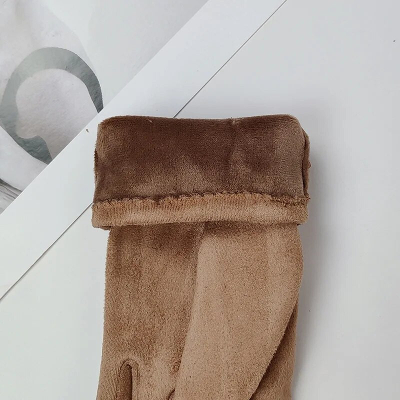 Női velúr bőr lánc strasszok bársony vastag érintőképernyős vezetési kesztyűk télen szabadtéri lovaglás teljes ujjal meleg ujjatlan ujjak