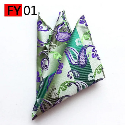 Modes Vīrieši Hanky Paisley Grid Zīda kabatas dvielis Ģeometrija Kāzu biznesa uzvalks Kabatlakats Zaļš kvadrātveida šalle Kakla lakats