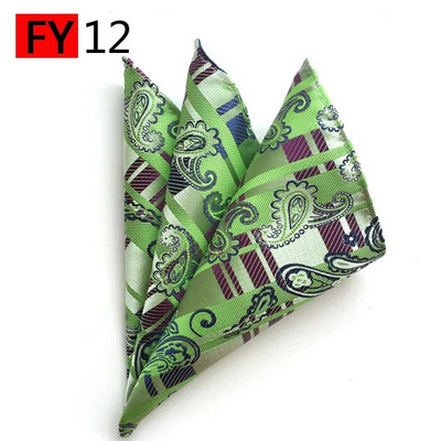 Modes Vīrieši Hanky Paisley Grid Zīda kabatas dvielis Ģeometrija Kāzu biznesa uzvalks Kabatlakats Zaļš kvadrātveida šalle Kakla lakats