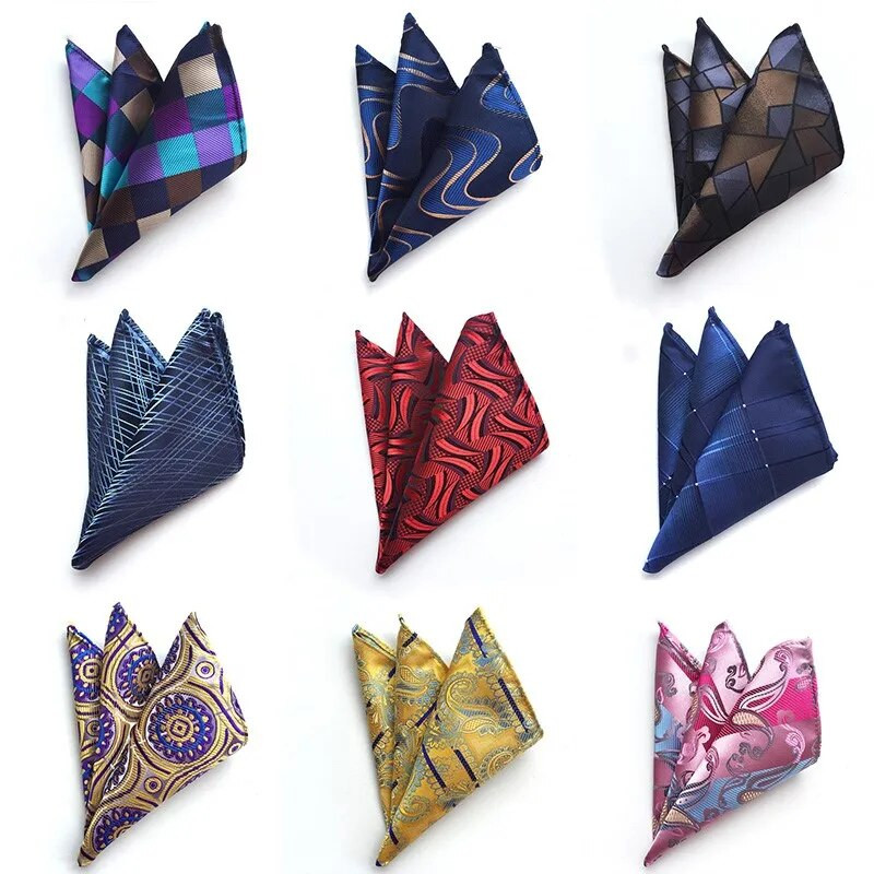 Modes Vīrieši Hanky Paisley Grid Zīda kabatas dvielis Ģeometrija Kāzu biznesa uzvalks Kabatlakats Zaļš kvadrātveida šalle Kakla lakats