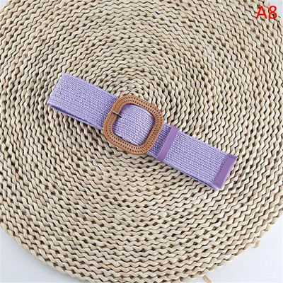 1gab Vintage apaļa/kvadrātveida sieviešu Boho pīta jostas josla plānas elastīgas viltus salmu plastmasas jostasvietas jostas kleita apģērbs Cinturon Mujer