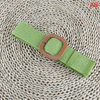 1gab Vintage apaļa/kvadrātveida sieviešu Boho pīta jostas josla plānas elastīgas viltus salmu plastmasas jostasvietas jostas kleita apģērbs Cinturon Mujer