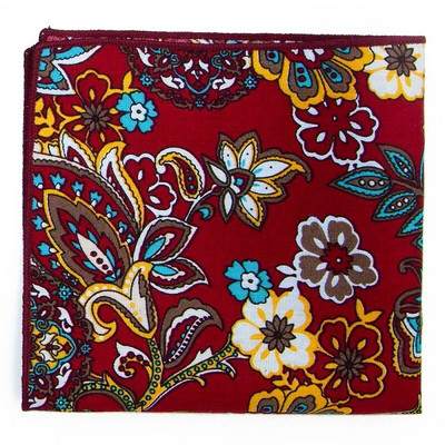 Kiváló minőségű férfi pamut nyomott virágos zsebtörölköző kis zsebkendő négyzet alakú Western kiegészítők zsebsál Hanky pamut