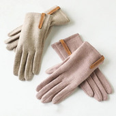 Korea ühevärviline õues ratsutamine pluss sametist soojad kindad naistele talvepaks villane kašmiir puuteekraaniga sõidukindad S138