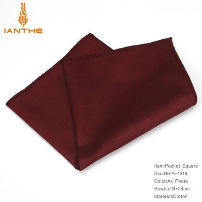 Vintage jauns vīriešu modes kokvilnas vienkrāsains konfekšu krāsas kabatas kvadrāts vīriešiem kabatlakats kāzu klasisks Hanky kostīmi kabatas Hankies