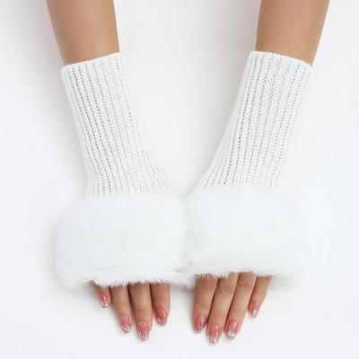 Fino zrnate kratke vunene rukavice Nove zimske vunene rukavice Ženski lažni rukavi Pleteni toplinski izloženi rukavi bez prstiju