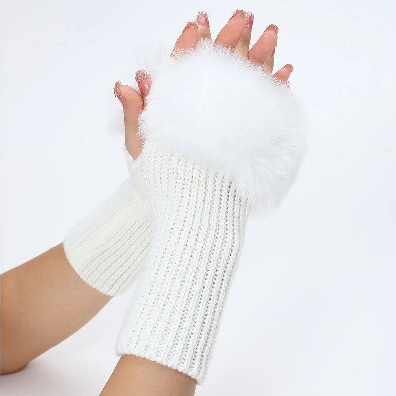 Smulkiagrūdės trumpos vilnonės pirštinės Naujos žieminės vilnonės pirštinės Moteriškos netikros rankovės Megztos Šiltos rankovės Rankovės be pirštų